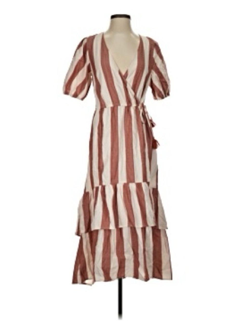 Knox Rose Rust and White Striped Wrap Maxi Dress